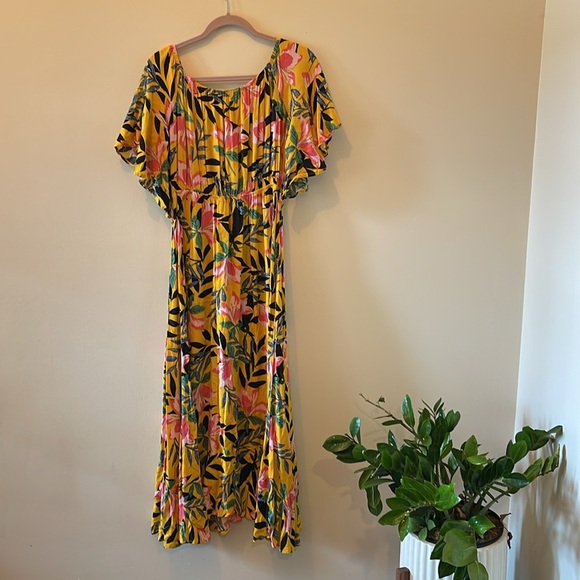 Floral Yellow Maxi Dress SZ Large - Picture 7 of 8